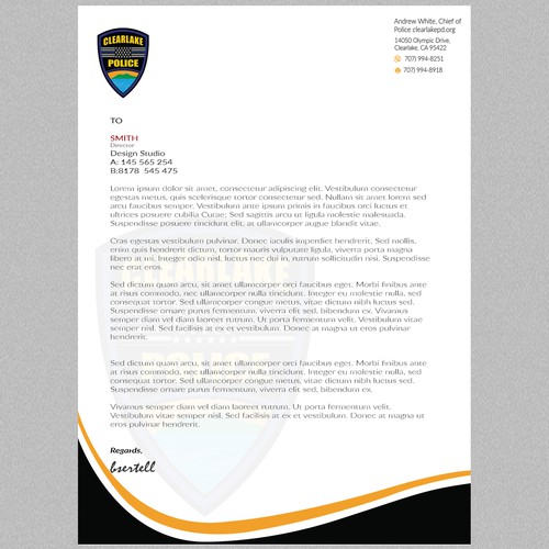 Clearlake Police Letterhead Stationery contest
