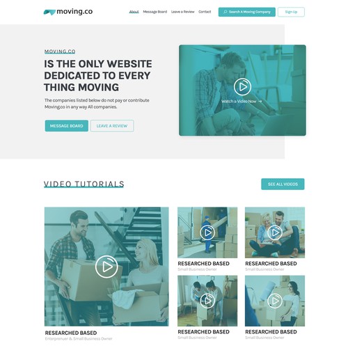 web page for moving related website Design by Webwooter™
