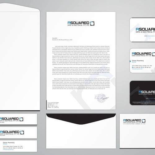Help RSQUARED DATA & ELECTRICAL PTY LTD with a new stationery Diseño de Cole.