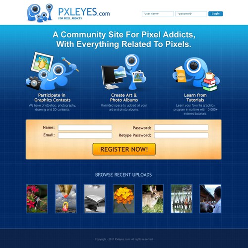 website design for Pxleyes Réalisé par I am a sinner