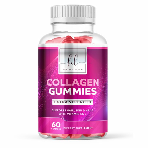 Hello Lovely needs a Collagen Gummies product label Design by GenScythe