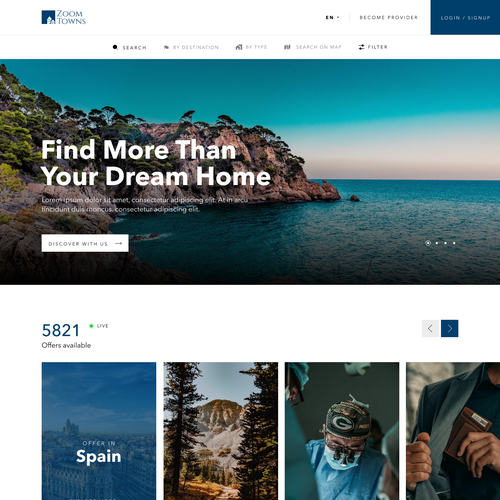 Design a global website connecting beautiful towns and people who could have want to live there. Design by Regar Aldo