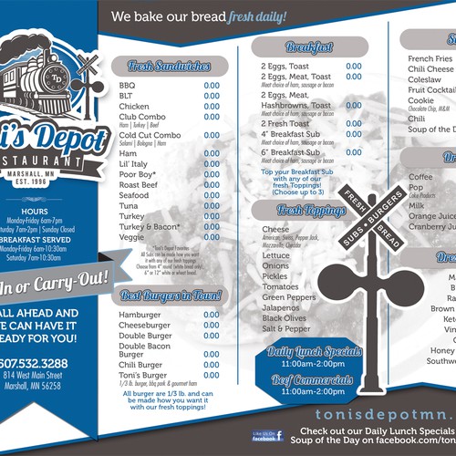 Sub & Burger Restaurant needs NEW DESIGN take out menu! Design by scgraphixgirl