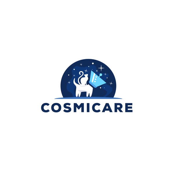 Fun Dog / Cat / Space Illustration Logo