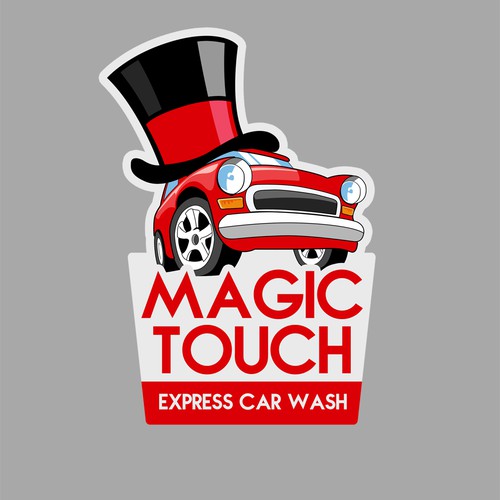 Vintage car wash logo reinvented with express technologies for faster, cleaner, dryer cars. Design réalisé par Christpolt