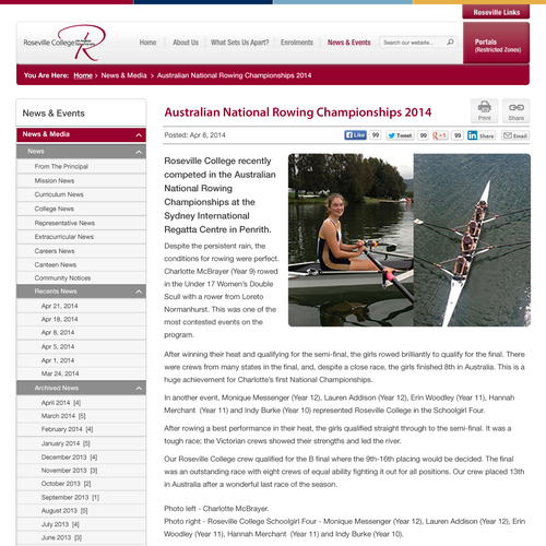 SharePoint Intranet Design for Private Girls School Design by rain is well