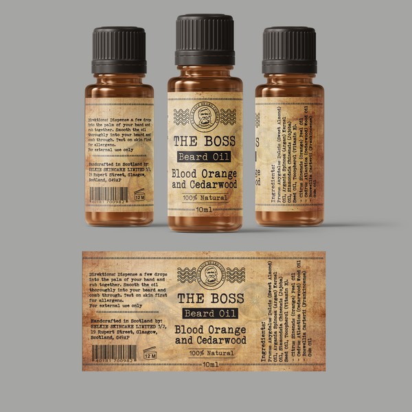 Vintage beard oil label design