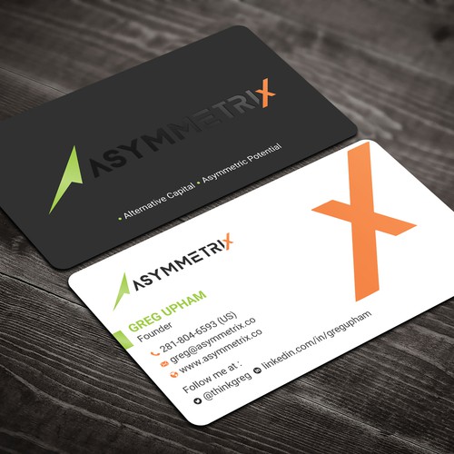 Design a cool, edgey but sophisticated business card for an alternative investment firm. Design von prosenjit_P