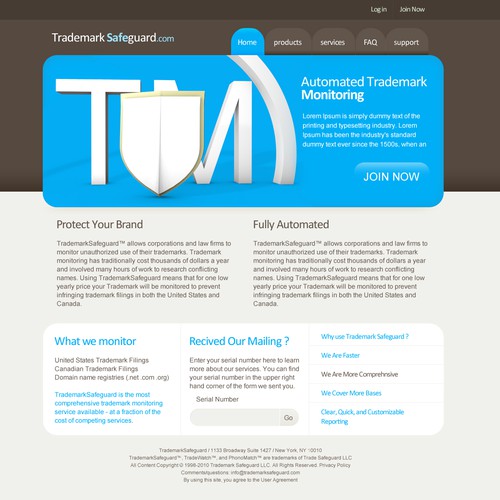website design for Trademark Safeguard Ontwerp door Matusy