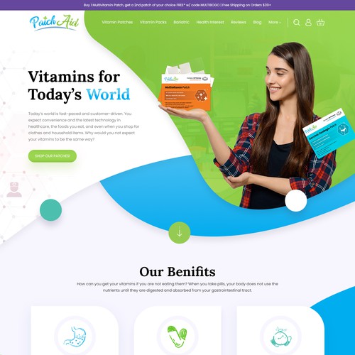 Redesign for patchaid.com - a simplistic, streamlined, and products-first  concept, Web page design contest