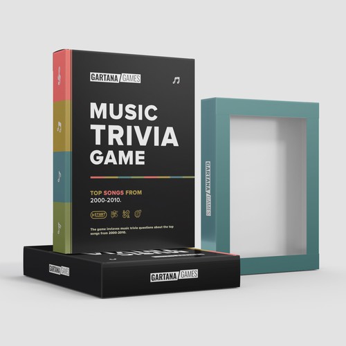 Create a packaging design for a music trivia game Design by CUPEDIUM