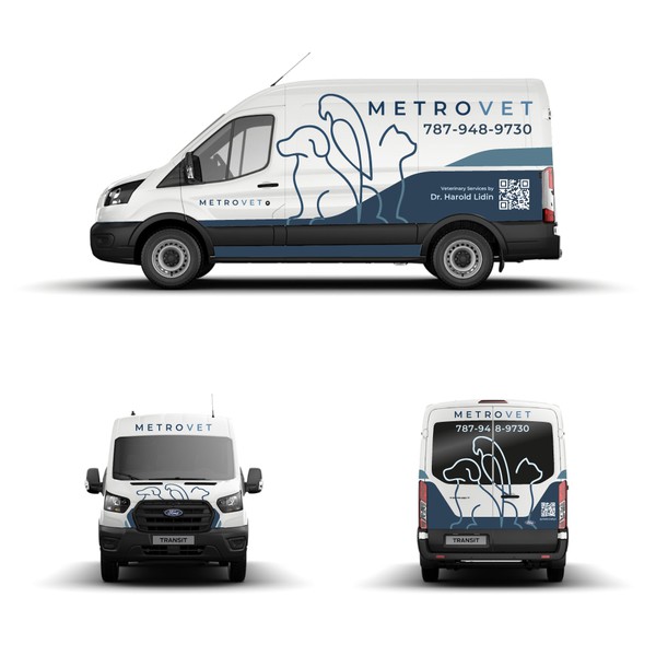 Van wrap design for a full service mobile veterinary clinic