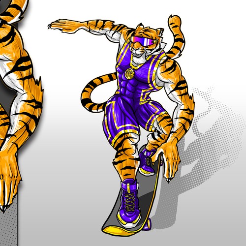 I need a Marvel comics style superhero tiger mascot. デザイン by simbe