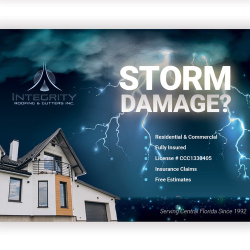 Roofing Company Storm Damage Flyer Design by an3