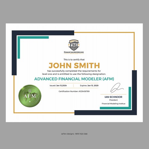 Looking for Custom Professional Certificate Design Design von se7en designs