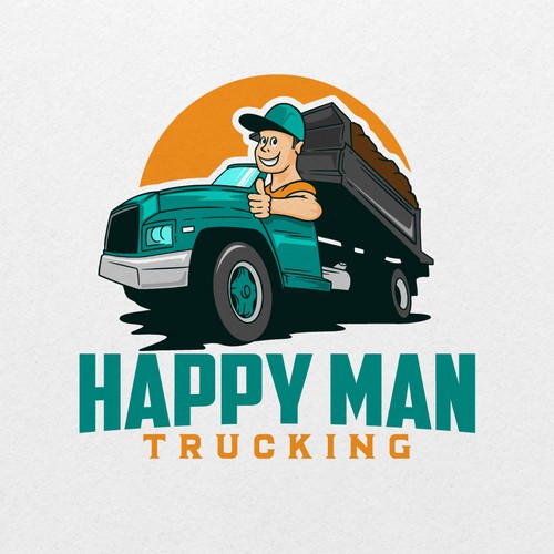 Happy Man Trucking Logo Design by AlarArtStudio™