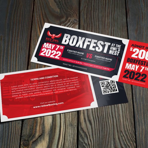 Live Boxing Event Ticket Design Design by Y&B