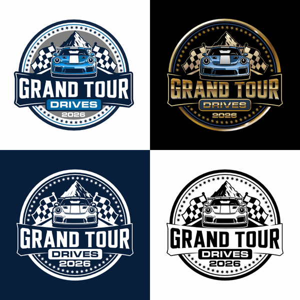Design by Batsuichi Studio titled "Vintage Motorsport Badge Logo for Grand Tour Drives"