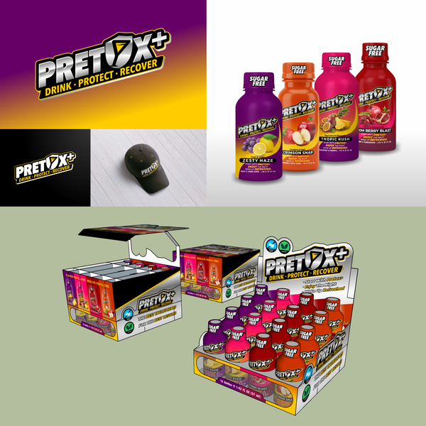 Logo + Bottle Wraps + Custom Packaging for PRETOX+