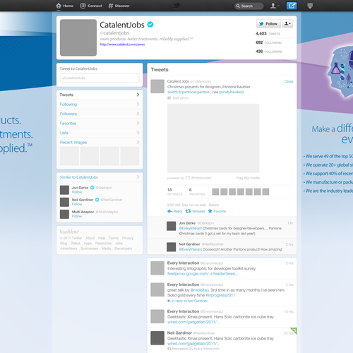 Twitter Background for F1000 global pharma company Réalisé par SRSgraphicdesign