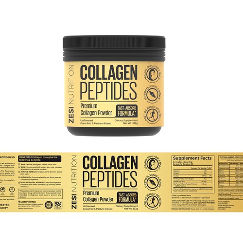 Design an attention grabbing, modern label for our collagen supplement Design by Imee008