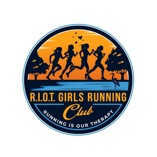 Riot girls running club logo for women runners Logo design