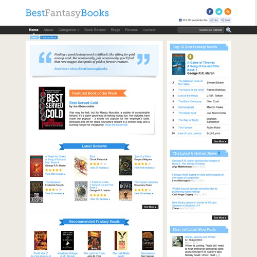 Help Best Fantasy Books with a new website design Design by skinny_beef