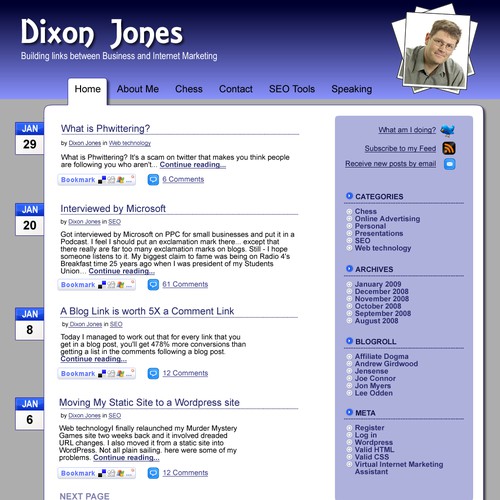Dixon Jones personal blog rebrand Ontwerp door Hammer