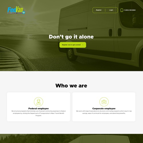 Modern Vanpool Franchise Marketing Landing Page Design by TORNADODESIGN