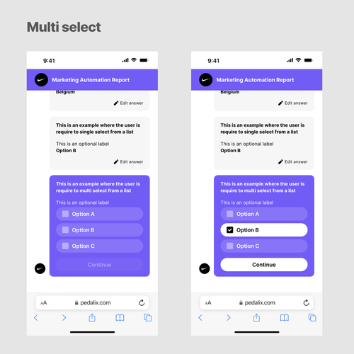 Web app design for a chat like survey with follow up designs Design by LiviuAMDI