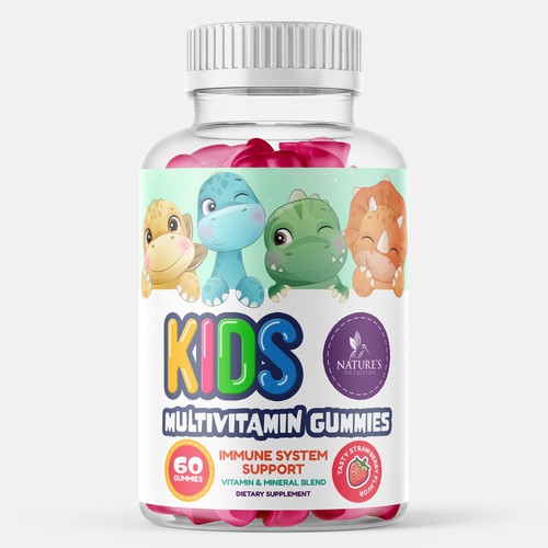 Tasty Kids Multivitamin Gummies Product Label for Nature's Nutrition Design by gs-designs