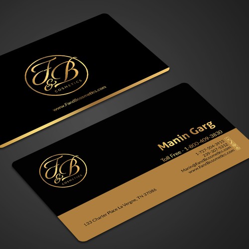 コンペ「Black & Metallic Gold Business Cards」のデザイン by Seerat Razzakiさん 