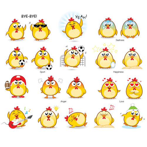 Chicken Emoji Stickers Design by giorgia.isacchi