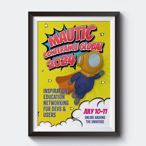Create event poster (in a fun style, maybe pop-art?) with our mascot in SUPERMAN pose Design by Creative Thinking
