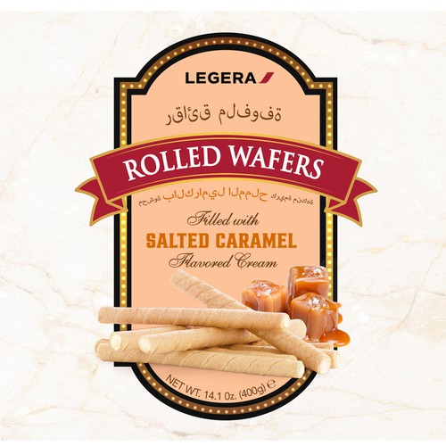 LEGERA Wafer Rolls Pack 125 gm - Salted Caramel Design by Davi Giolo ★