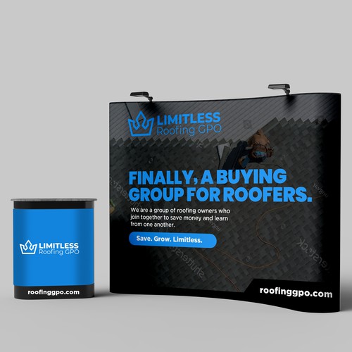 Design a tradeshow backdrop for roofing buying group Design by ektadevesh