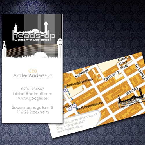 Business card for swedish clothing brand Design by jawsofsteel