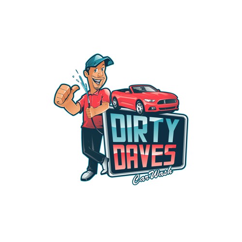 Car Wash Mascot with Logo Design réalisé par Custom Logo Graphic