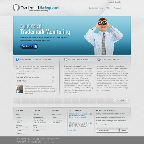 website design for Trademark Safeguard Réalisé par boomBox