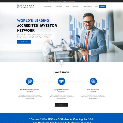 Matrix Equities needs fresh new website Design by white label warriors