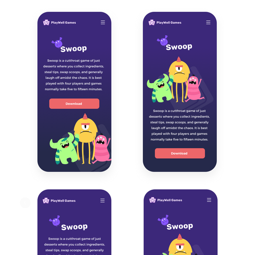 Landing page for online card game site, Landing page design contest