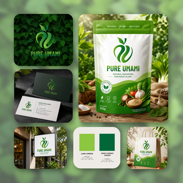Pure Umami Logo, packaging, business card design