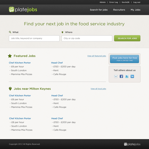 Create the next website design for PlateJobs Ontwerp door KimKiyaa