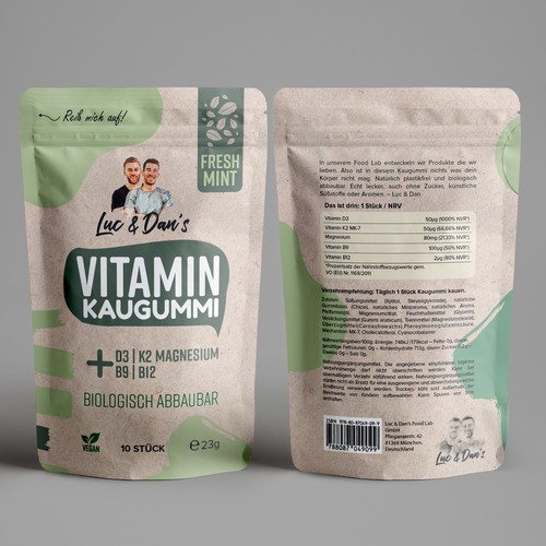 First creative packaging for a natural vitamin chewing gum Design by CUPEDIUM