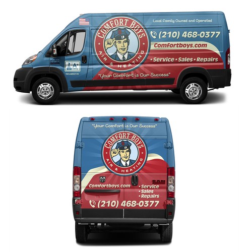 Comfort Boys Service Company New Retro Van Wrap Design Design by Nadun Prabodana