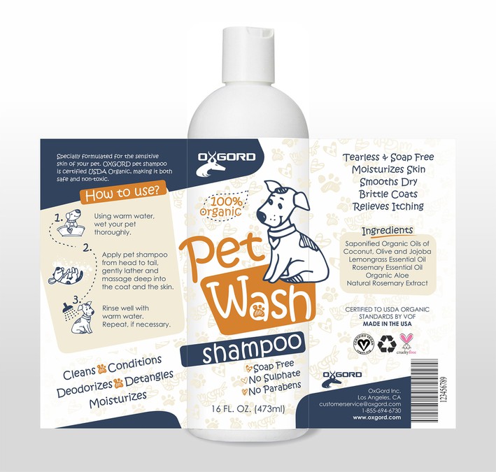 Create an Organic Refreshing Clean Feel for Dog Shampoo label Product