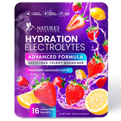 Refreshing Hydration Electrolytes Design Needed for Nature's Nutrition Design by Davi Giolo ★