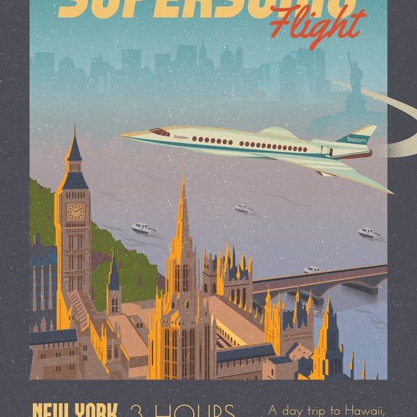 Vintage Poster Promoting Supersonic Flight