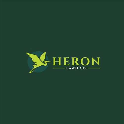 Modern Lawn Care Business with Heron Design by CreCreature