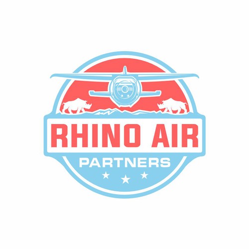 Create a logo that combines a rhino and an airplane (or airplane theme) that exudes strength, trust and integrity. Design von Djanokodesign